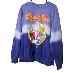 BDG Sailor Moon 90s Anime Sweatshirt Purple TyeDye